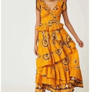 Anthropologie Love The Label Adrienne ruffled Boho Maxi S